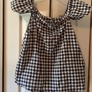 J Crew black and white gingham top
